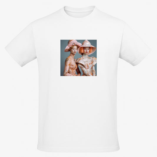White unisex T-shirt with AI-generated Printed Resistance print from M2ArtWear